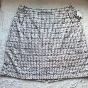 Kasper Women 22W Tweed Plaid Pencil Skirt Golden Pear Combo Zip Pockets NWT